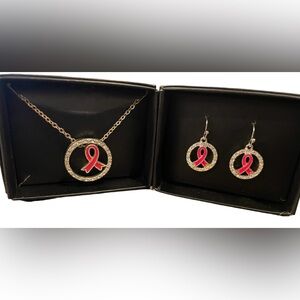 Breast Cancer Awareness Necklace & Earring Set